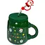 Чашка новогодняя Olens 102-1082 Санта керамика с крышкой и трубочкой 460 мл Зеленая - миниатюра 1