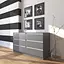 Комод Vays R-7 Антрацит-Белые планки, 6 ящиков без ручек, ЛДСП, 140×40×75 см - для дома, офиса, гостиной, спальнии - миниатюра 1