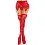 Чулки Leg Avenue Leg Avenue Lace thigh highs & garterbelt Red One Size - миниатюра 5