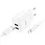 МЗП Hoco C141A Smart 2.1A (2USB-A) + кабель USB to Lightning White - мініатюра 3