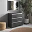 Комод Vays R-3 Антрацит-Білі планки, на 3 шухляди без ручок, ЛДСП 80×40×75 см - для дому, офісу, вітальні, спальні - мініатюра 1