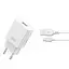 Мережевий зарядний пристрій XO L127 USB-A QC18W Fast Charging Charger with Type-C cable Білий - мініатюра 3