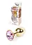 Металлическая анальная пробка с кристаллом Boss Jewellery Gold Plug 7х2.7 см (розовый) - миниатюра 2