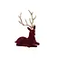 Декоративная новогодняя фигура Олень 20см сидячий с флоковым покрытием и глянцевыми рогами Бордо с золотым - миниатюра 1