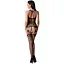 Бодистокинг с множеством бретелей Passion BS095 One Size, Black, имитация пояса и чулок, с доступом - миниатюра 2