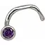 Серебряная серьга-пирсинг в нос. 1024.2С Фиолетовый - миниатюра 1