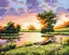 Картина за номерами на підрамнику Brushme Захід на озері - мініатюра 1
