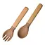 Прилади силіконові дитячі OldBro ложка та вилка з дерев'яною ручкою, brown - мініатюра 1