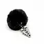 Металева анальна пробка Кролячий хвостик Alive Fluffy Twist Plug M Black діаметр 3.4 см - мініатюра 2