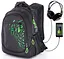 Рюкзак для підлітків до школи чорний із зеленим із usb зарядним пристроєм для хлопців Winner / SkyName (90-108 G) - мініатюра 1