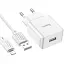 Комплект адаптер і кабель Hoco C106A Lightning Cable Leisure single port charger білий - мініатюра 1