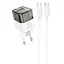 МЗП Hoco C131A Platium PD30W+QC3.0 (1USB-A/1C) + кабель Type-C to Type-C Transparent black - мініатюра 1