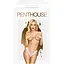 Трусики-тонг Penthouse Dangerous Darling S/M White, кружево, высокая посадка, вырез спереди, бантик - миниатюра 3