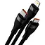 Кабель Baseus Flash Series II One-for-three Fast Charging Data Cable USB to M+L+C 66W 1.2 м чорний - мініатюра 3