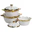 Набор фарфоровых супниц 3 (шт) 0.8/1.8/2.5 (л) с крышкой и ручками для дома и ресторана Золотистый Yiwu XYL216-4A - миниатюра 5