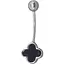 Серебряная серьга для пирсинга пупка Ирий с ониксом. 6026 - миниатюра 1