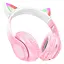 Беспроводные Bluetooth наушники Hoco Cat ears W42 с ушками и подсветкой розовый - миниатюра 3