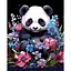 Набор для росписи по номерам Strateg Весенняя панда на черном фоне 40 х 50 см (AH1203-17) - миниатюра 1