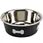 Миска для собак Agility з принтом кісточки металева чорна 21 см 1.8 л - мініатюра 1