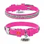 Нашийник для собак шкіряний Waudog Glamour з QR-паспортом з прикрасою "Полотно стрази" XXS Ш 9 мм Д 19-25 см рожевий - мініатюра 1
