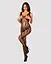 Сітчастий бодістокінг з вирізами та малюнком Obsessive Bodystocking G328 чорний комбінезон S/M/L - мініатюра 3