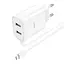 Зарядний пристрій Hoco C103A 2 порти + вбудований Micro USB кабель біле - мініатюра 4