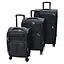 Набор тканевых чемоданов 3в1 с кодовым замком и телескопической ручкой черный (6071) - миниатюра 1