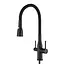 Смеситель для кухни на две воды Gappo G4399-66 гибкий излив нержавеющая сталь черный матовый - миниатюра 1