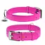 Ошейник для собак кожаный Waudog Glamour с QR-паспортом без украшений XL Ш 35 мм Д 46-60 см розовый - миниатюра 1
