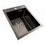 Кухонная мойка Platinum PVD черная Handmade HSBB (квадратный сифон, 3.0,/1.0) 40x50, Черный - миниатюра 4
