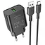 МЗП Borofone BA72A Spring QC3.0 (1USB-A) + кабель USB to Type-C Black - мініатюра 1