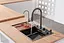 Cмеситель для кухни с водопадом и выдвижной лейкой нержавеющий графитовый Nett OG-38 - миниатюра 5