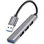 Usb-хаб Hoco HB26 4 in 1 adapter (Usb to Usb3.0+Usb2. 0x3) серый - миниатюра 1