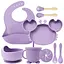 Набір дитячого силіконового посуду для першого прикорму на присосках 9 предметів Краб Purple (18976) - мініатюра 1