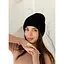 Женская вязаная шапка джулия 20% шерсть с отворотом Черный - миниатюра 1